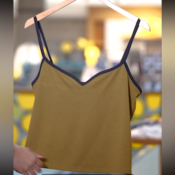 Halogen Piped Sweetheart Neck Camisole, Fir Green - Picture 1 of 13